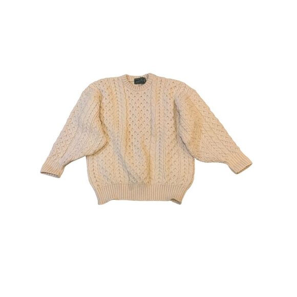 One Size British Wool Adult Unisex Cream Cable Knit 100% Wool - Picture 3 of 7